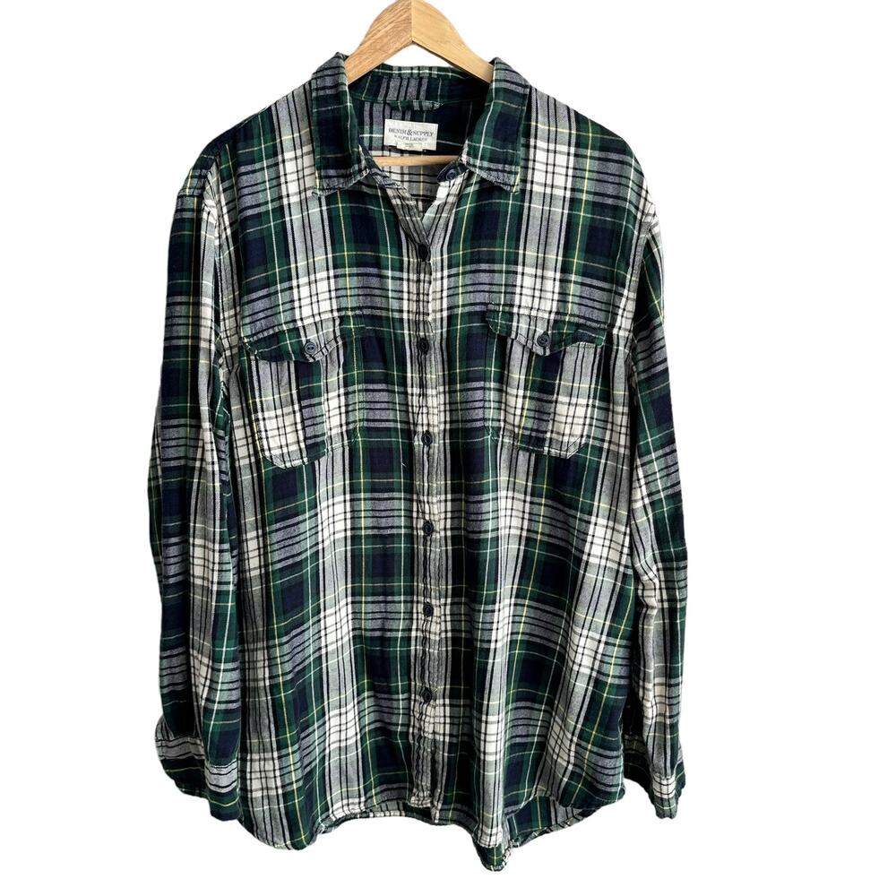 Ralph Lauren Denim & Supply Women's Tartan Plaid Flannel Button Up Shirt XXL